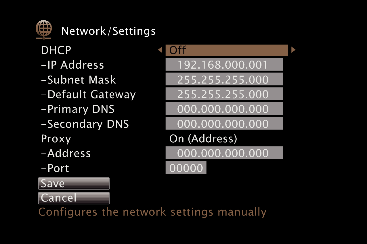 GUI NetworkSetup SR5009N